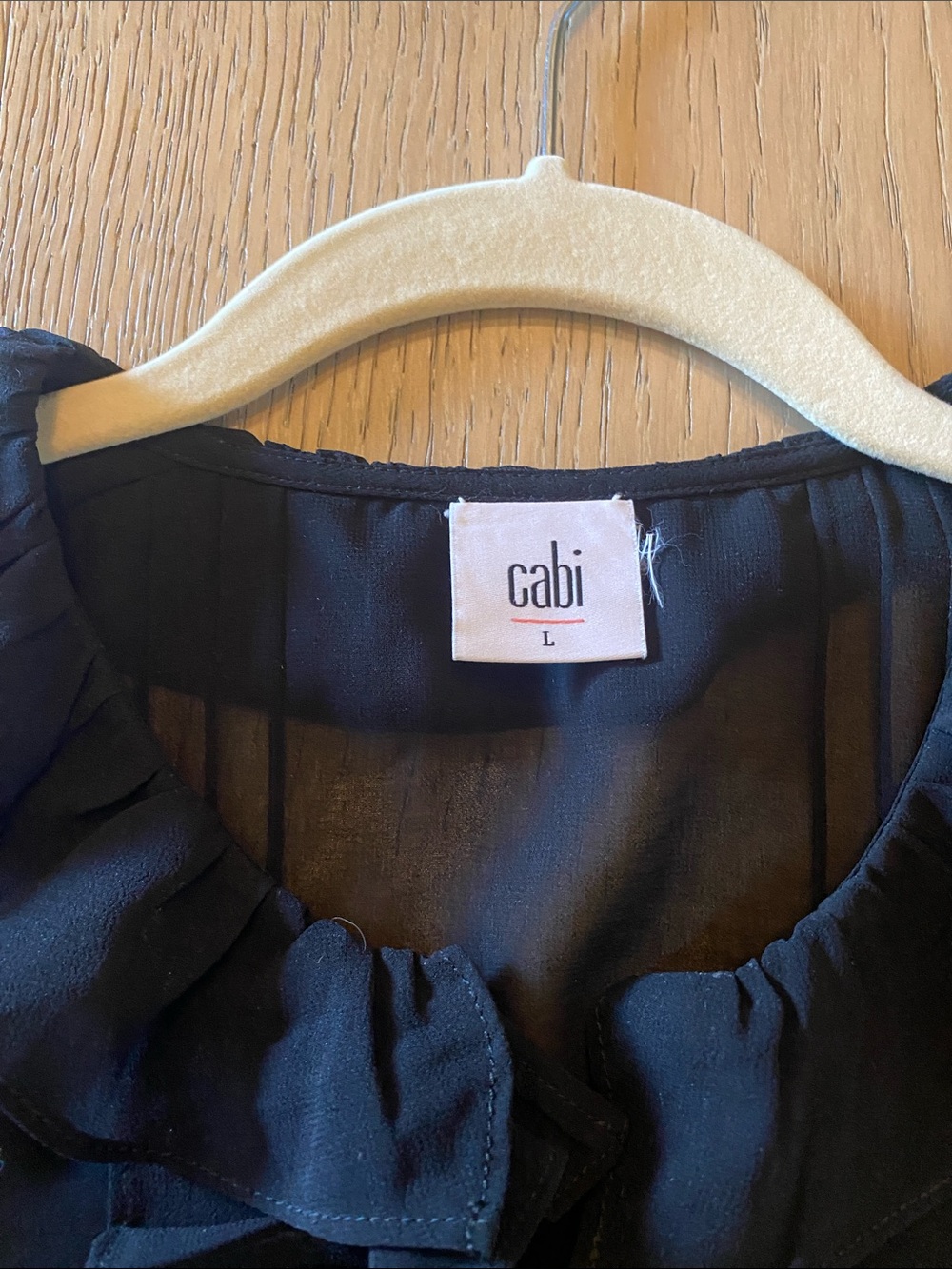 CAbi Black Ruffle-Front Blouse NWOT - Picture 2 of 5